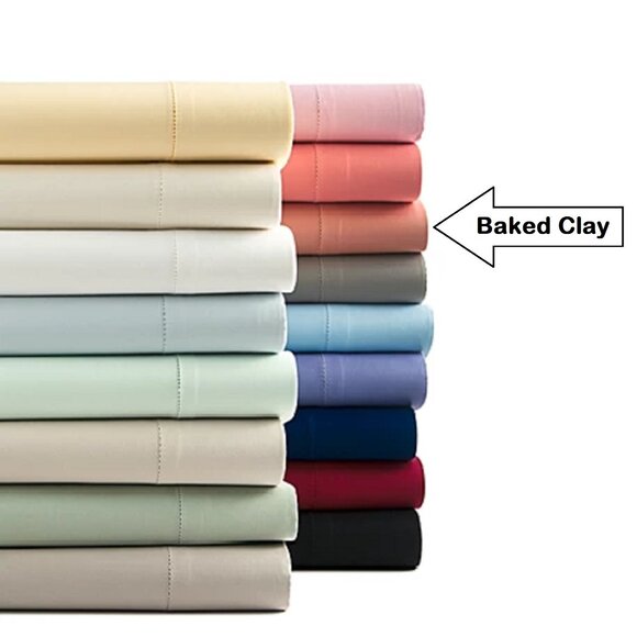 brand new BAKED CLAY Charter Club Damask Solid 550 TC 100% Cotton KING Sheet Set - Picture 10 of 11